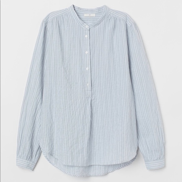 H&M striped blouse, creped cotton fabric - size 6 - Picture 4 of 6